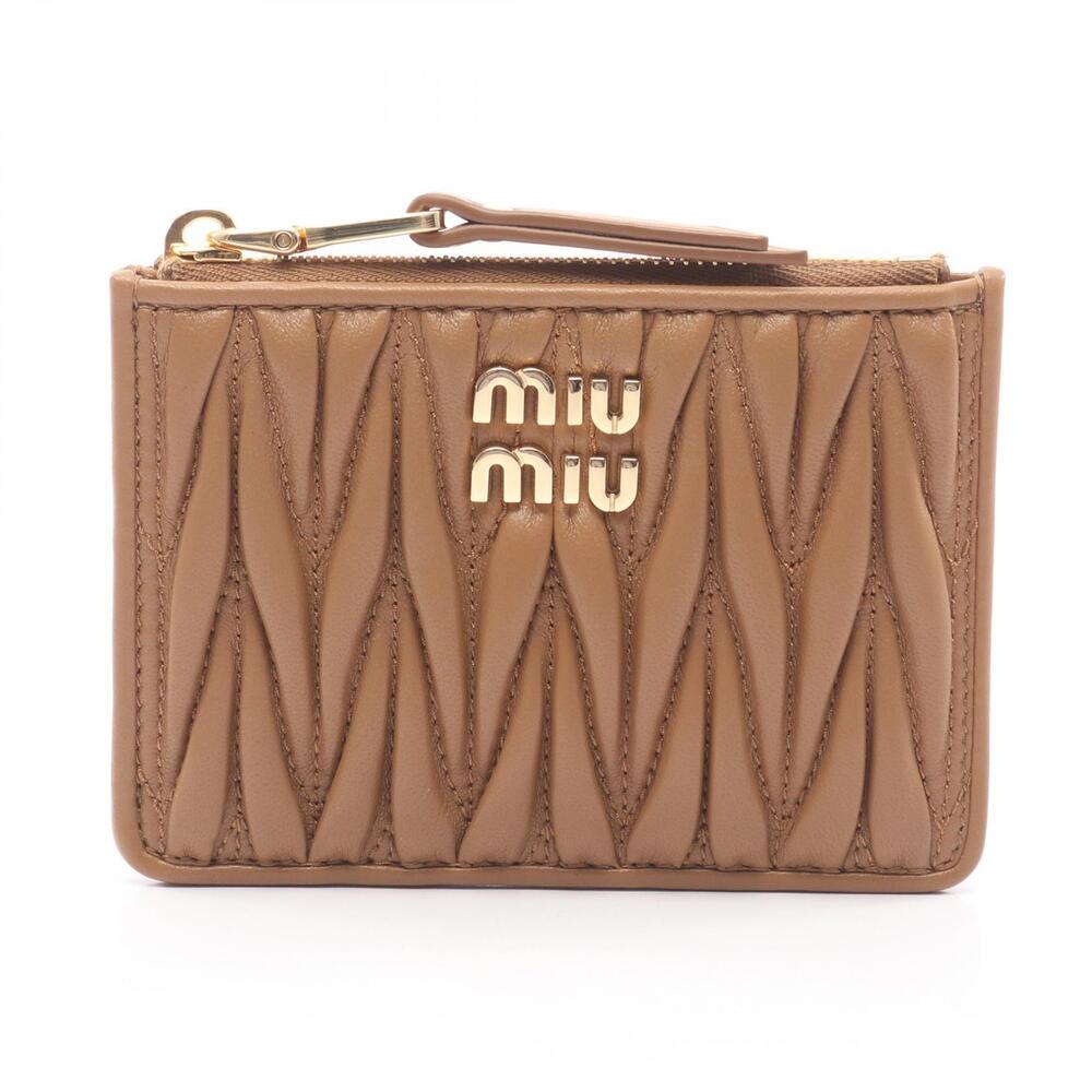 Miu Miu Coin Card Leather Coin Wallet Brown